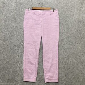 Express Columnist Pants Women 8R Pink Ankle Mid-Rise Stretch Linen Blend Trouser